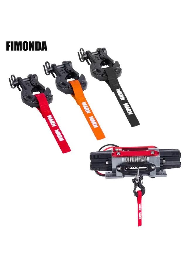 Red FIMONDA CNC Steel Winch Hook Set With Pull Strap For 1 10 RC Crawler Car Axle Upgrade - Image 2