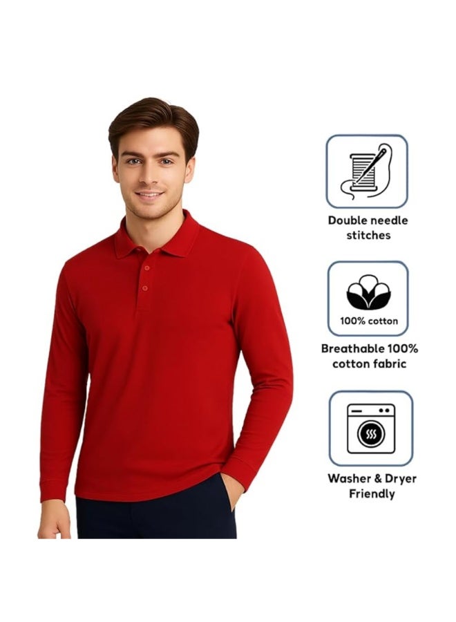 برينت شوب فور مي طقم تيشيرتات بولو رجالية بأكمام طويلة (3 قطع) | تيشيرتات بولو قطنية بياقة | تيشيرتات كاجوال مناسبة للعمل المكتبي، والسفر، والأنشطة الخارجية، والاستخدام اليومي - Image 5