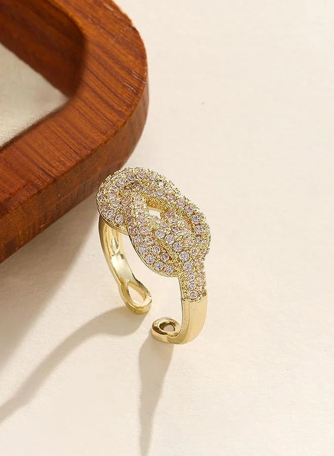 Take Two  Gold Tone Embellished Knot Adjustable Ring for Women | Best Price UAE
