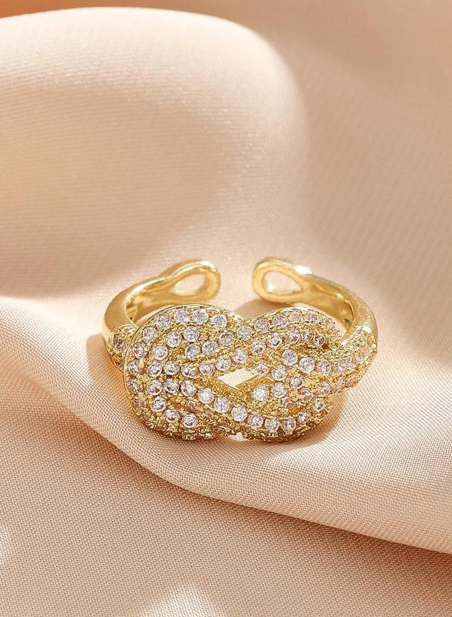Gold Tone Embellished Knot Adjustable Ring