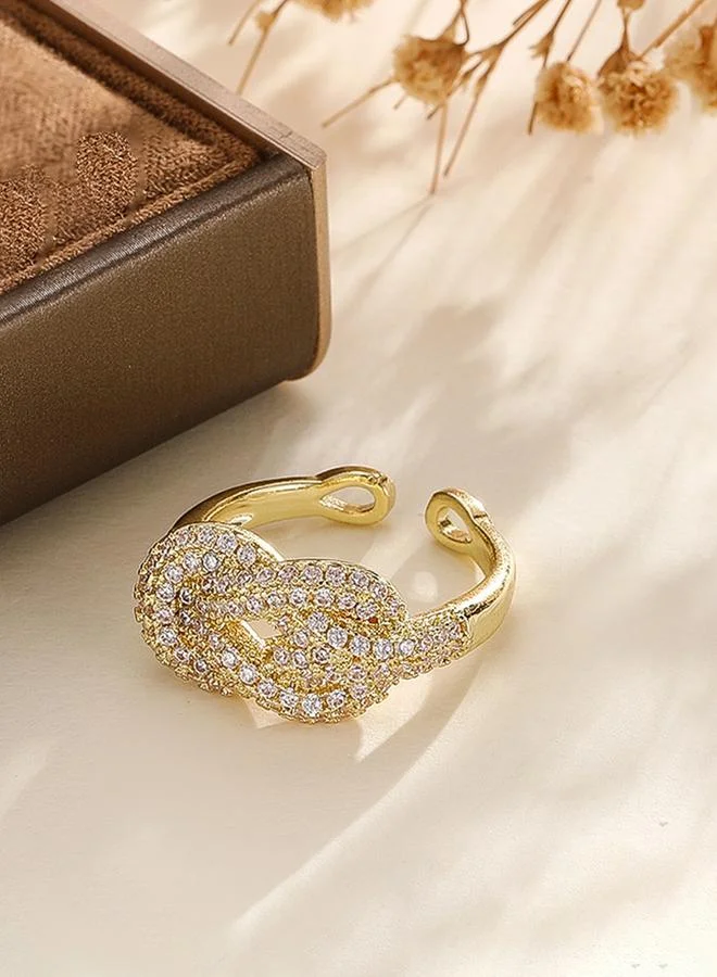 Take Two  Gold Tone Embellished Knot Adjustable Ring for Women | Best Price UAE