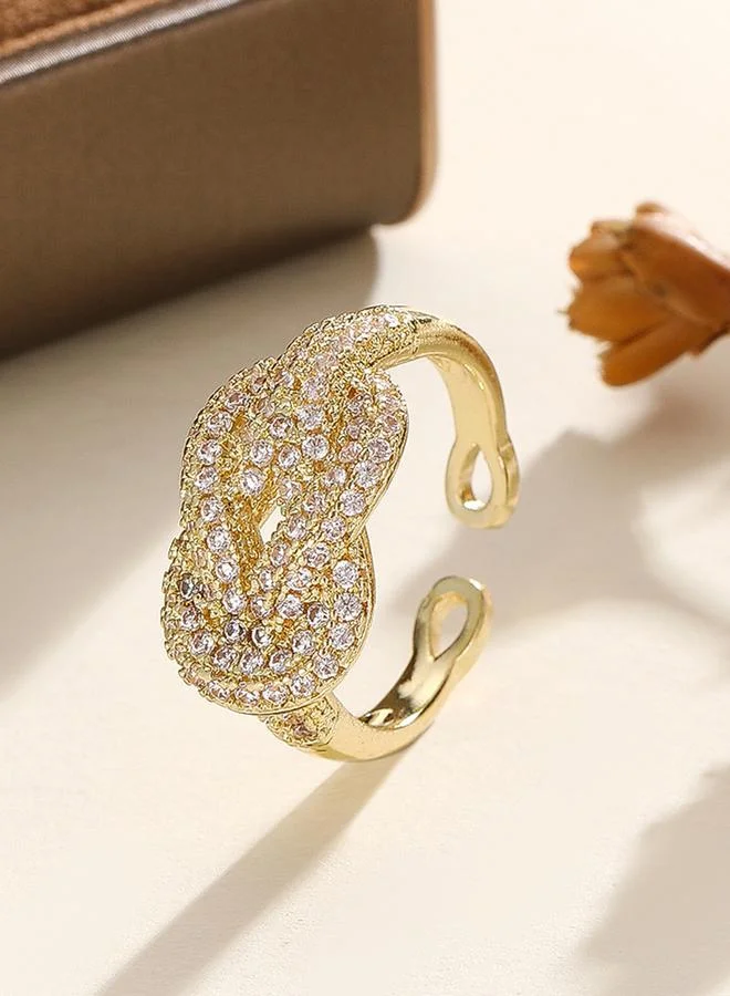 Take Two  Gold Tone Embellished Knot Adjustable Ring for Women | Best Price UAE
