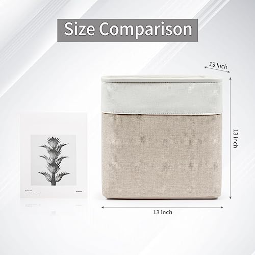 Bagnizer 13x13 Cube Storage Bins, Collapsible Fabric Storage Box, 4 Pack Closet Baskets with Handles for Organizing, Shelf, Toys, Clothes, Home, Office, Nursery (Beige&White) - Image 3