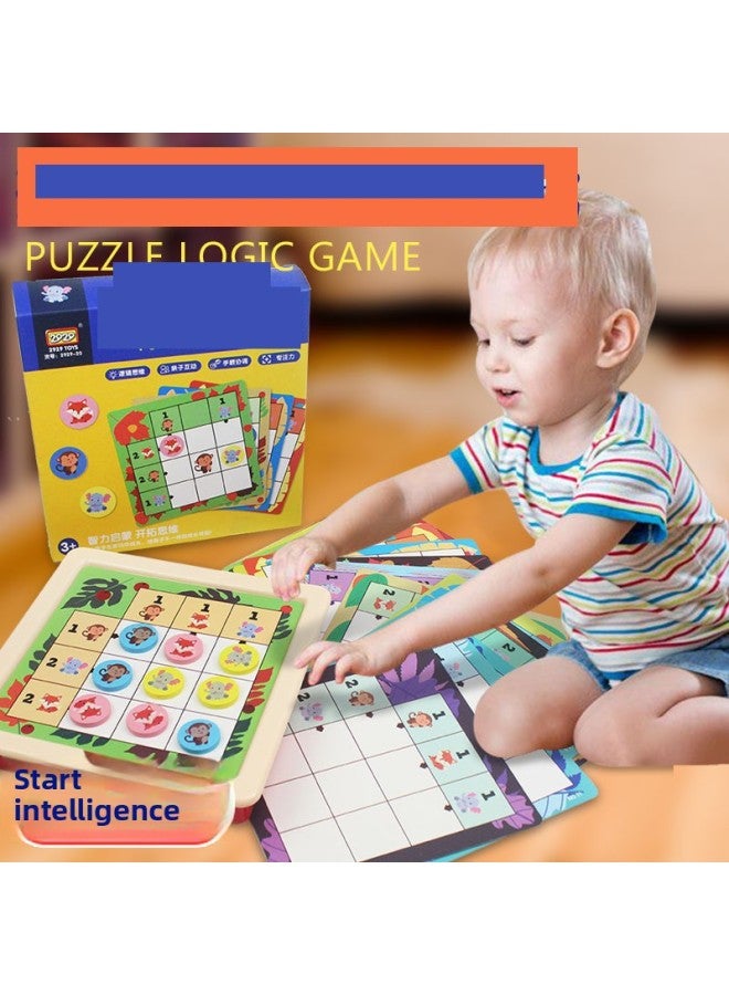 Jiugongge Logical Thinking Training Toys Children Develop Brain Benefit Intelligence Games Parent-child Interaction Concentration-Color:Puzzle Animal Logic Game