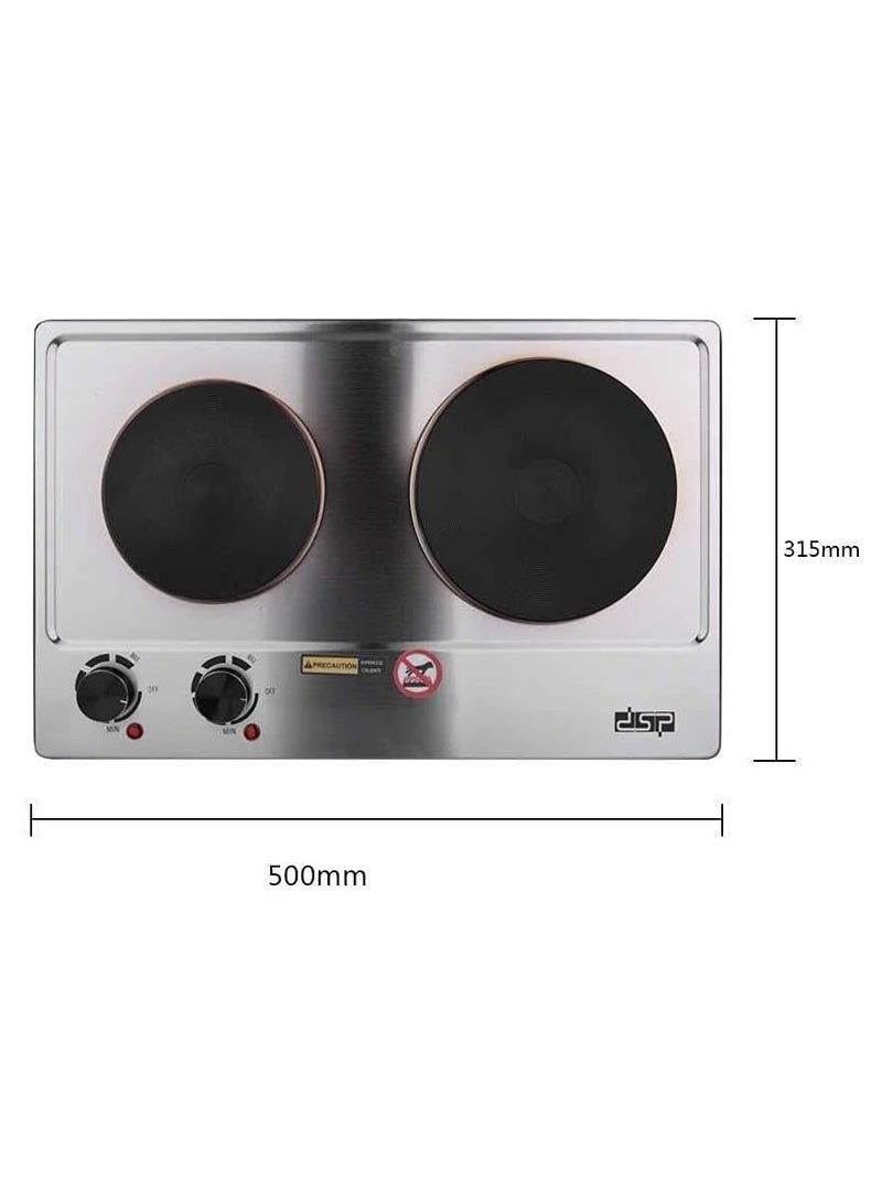 DSB DSP Double Electric Cooker 1000W & 1500W KD4047 Silver - Image 5