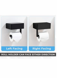 SYOSI Toilet Paper Holder with Storage Box, Stainless Steel Wall Mounted Flushable Matte Wipes Holder for Bathroom Holds both Tissues and Wipes (Black)  - Image 3