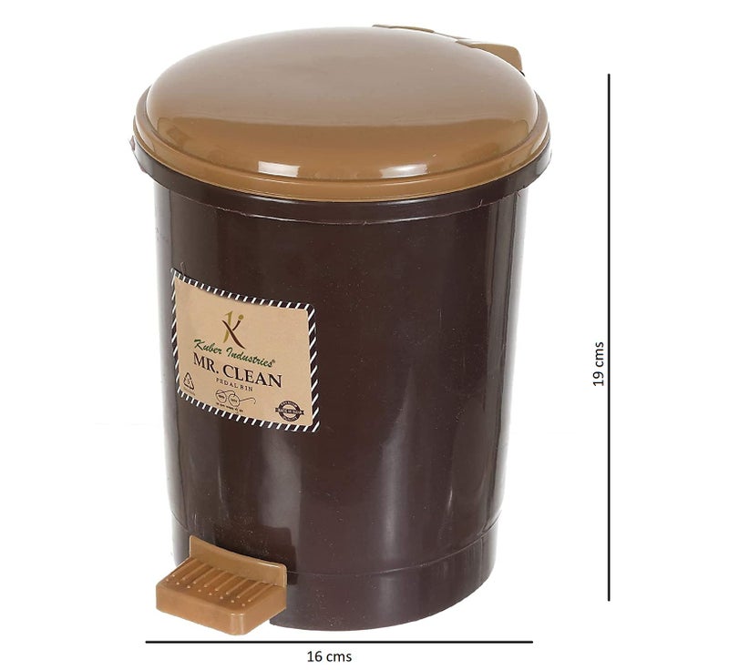 Kuber Industries 2.5 Liter Mini Desktop Trash Bin with Lid, Tiny Garbage Trash Bin (Brown) - Image 5