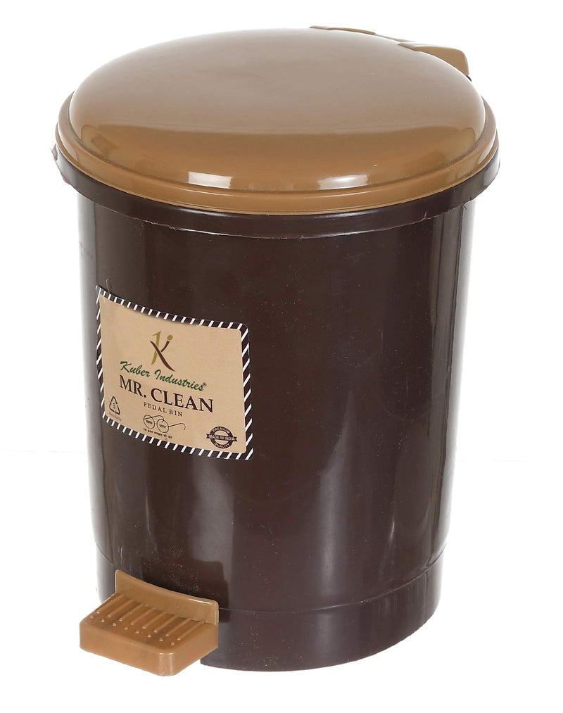 Kuber Industries 2.5 Liter Mini Desktop Trash Bin with Lid, Tiny Garbage Trash Bin (Brown) - Image 1