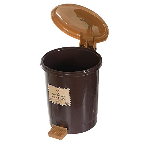Kuber Industries 2.5 Liter Mini Desktop Trash Bin with Lid, Tiny Garbage Trash Bin (Brown) - Image 2