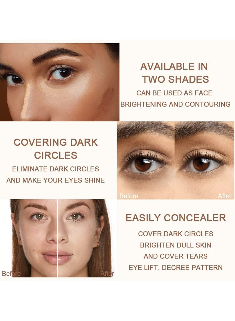 2 Pcs Concealer Sticks, Concealer for Dark Circles, Full Coverage Concealer, Hydrating & Brightening Liquid Concealer Stick with Double-ended Stick (03#Light Sand, 09#Earth Tone) - Image 3