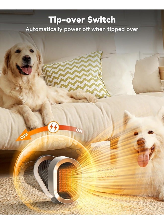 جوشبيرغ مدفأة كهربائية للمساحة، مروحة مدفأة محمولة، سيراميك سريع التسخين وهادئ مع منظم حرارة، مدفأة شخصية للغرفة مع حماية من الحرارة الزائدة والانقلاب - Image 3