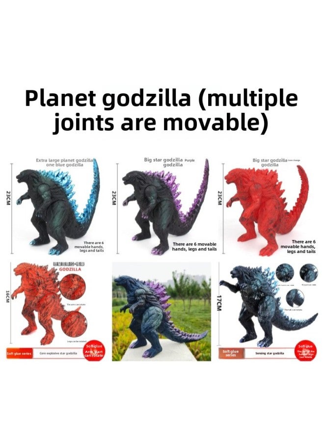 Soft Gum Godzilla Vs. King Kong Red Lotus Star Berserker Monster 2023 Godzilla Movie Series Advantage-Color:Red Lotus Long Tail Godzilla Red - Height 25cm  - Image 4