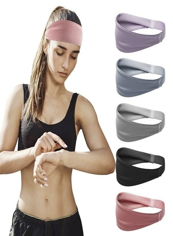 VALUEVIBES Headbands for Women & Men Yoga Elastic Hair Bands Workout Running Sport Non-Slip Sweat Hair Wrap for Girls Headband for Thick Hair (Black) - Image 5