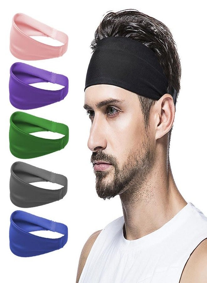 VALUEVIBES Headbands for Women & Men Yoga Elastic Hair Bands Workout Running Sport Non-Slip Sweat Hair Wrap for Girls Headband for Thick Hair (Black) - Image 3