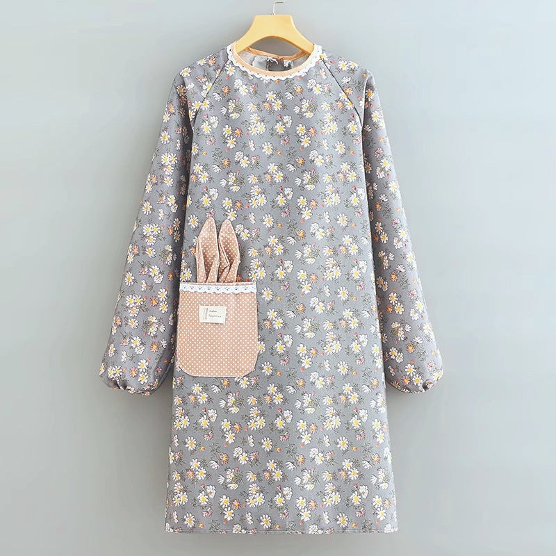 Princess Canvas Long-Sleeve Waist Apron Blue (blouse) 