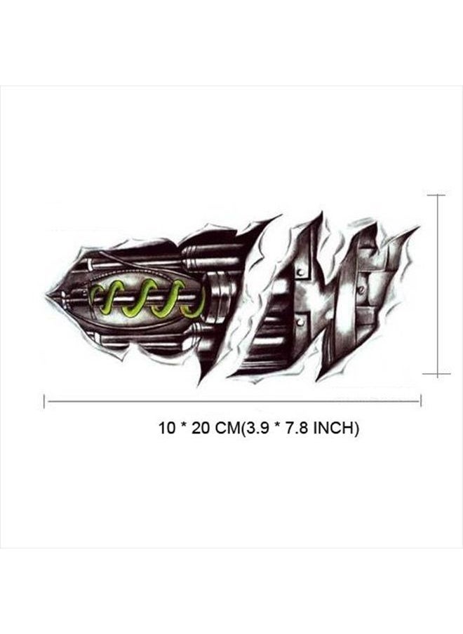 Kotbs - 6 Sheets Large Temporary Tattoo Paper 3d Machine Robot Arm Design Body Tattoo Sticker for Men Women - Image 1