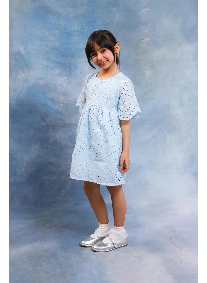 Perendi Girl's Shawl Pattern Brocade Dress – Cotton Jersey Lined.
