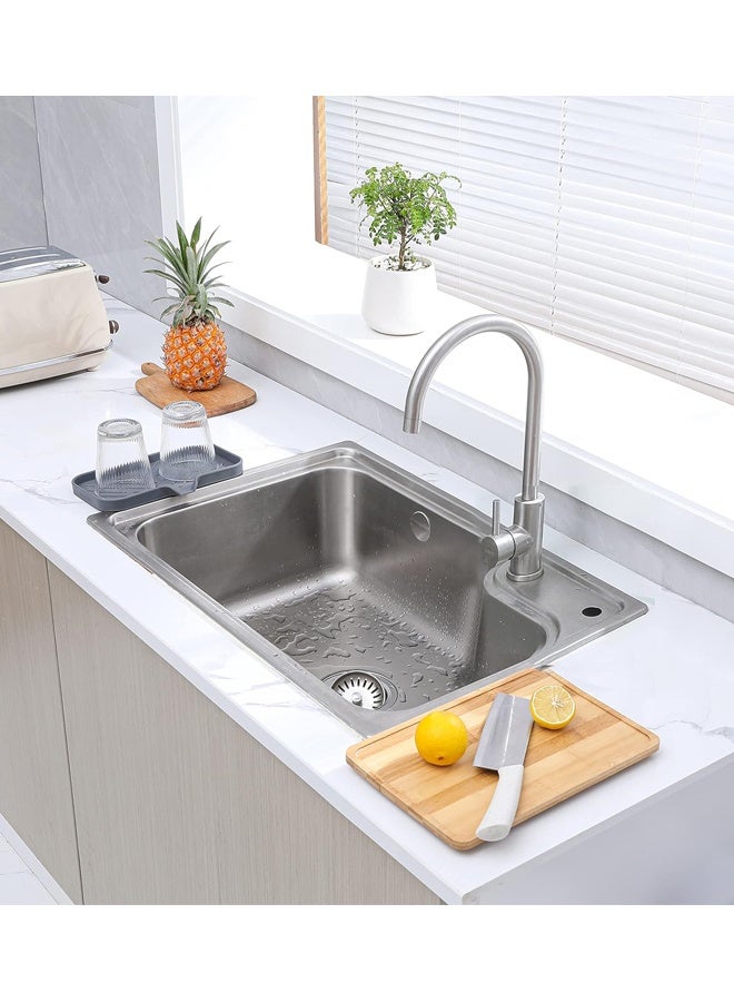 Silicone Bathroom Soap Dishes with Drain Spout-Bathroom and Kitchen Sink Organizer,Sponge Holder,Dish Soap Tray,Perfect for Dispenser,Scrubber,Bottle,Cup on Sink or Counter-Grey 9.6"×5.3" - Image 2