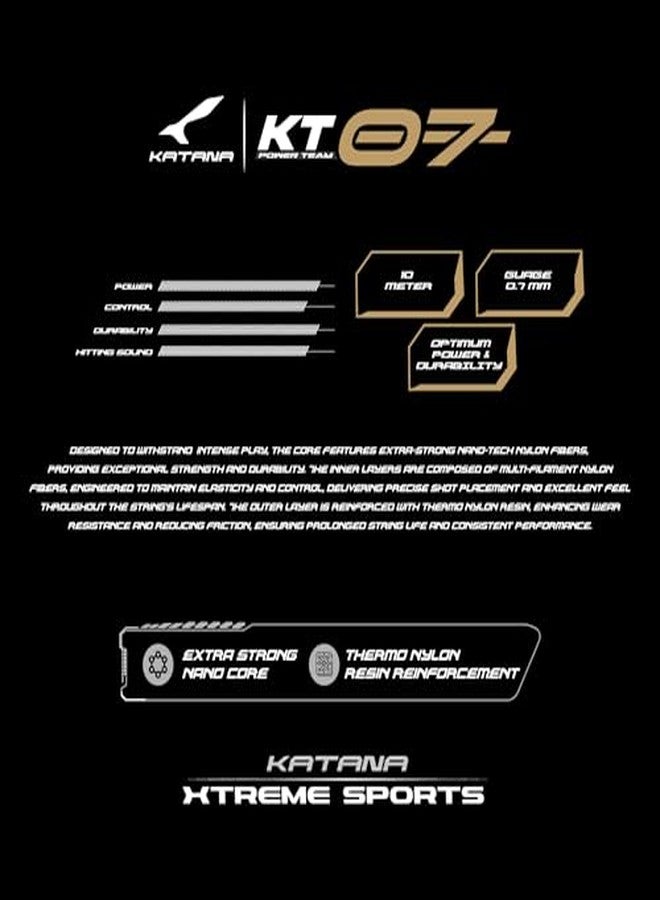 Katana KT-07 Strings 0.70mm | Durability High | High Performance Badminton Strings | Available in 7 Different Color (Pack of 2) Yellow - Image 3