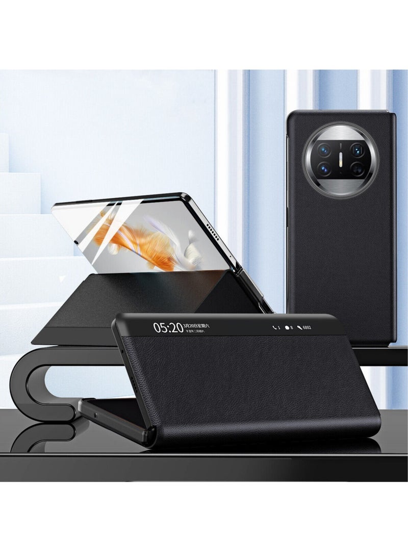 general For Huawei Mate X3 Luxury Business Smart View Stand Flip Leather Cover Case - Image 1