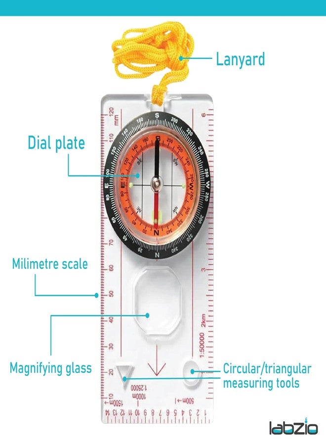 Labzio - Multifunction Compass - Liquid Filled Outdoor Navigation, Camping with Small Magnifying Lens, Scales and Ruler for map Reading (1) - Image 3