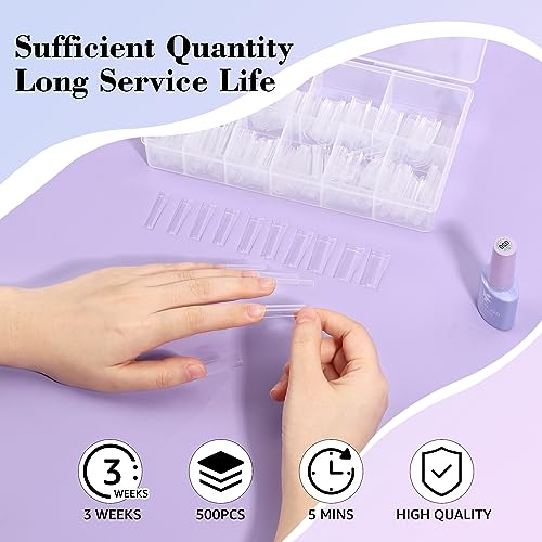LIONVISON 500PCS No C Curve Nail Tips, Long Square 10 Sizes Half Cover Straight Square French Clear Fake Nail Tips for Acrylic Nails Professional for Nail Art Salon - Image 3