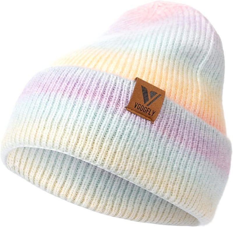 Vgogfly Beanie Men Slouchy Knit Skull Cap Warm Stocking Hats Guys Women Striped Winter Beanie Hat Cuffed Plain Hat - Image 1