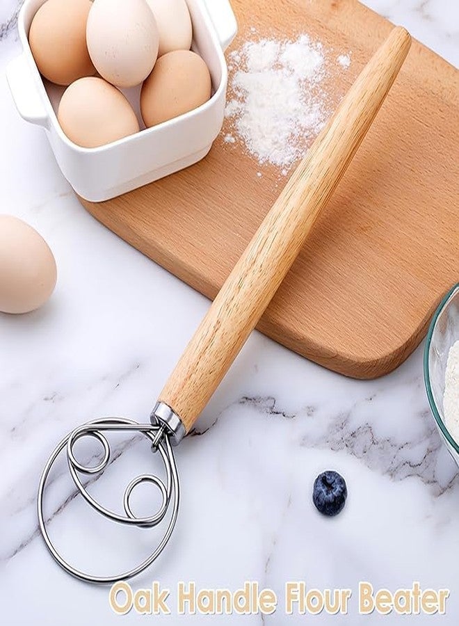 shrevi 13 Inch Bread Dough Whisk,Double Eyes Stainless Steel Danish Dough Whisk, Egg Beater with Wooden Handle, Bread Dough Mixer Accessories Tool for Kitchen - Image 4