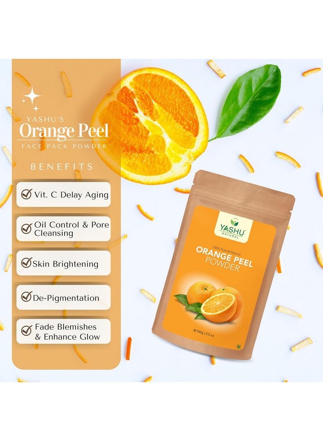 YASHU Pure Orange Peel Face Pack Powder | Natural Vitamin C Rich Skin Brightening Mask (100 G X 1 Pack) - Image 1