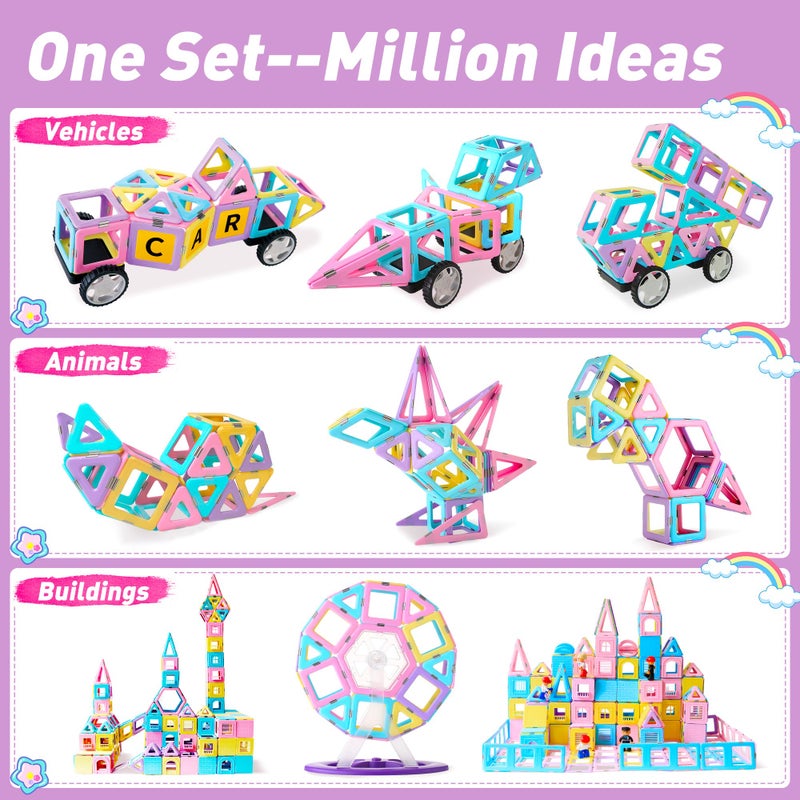 MAGBLOCK Magnetic Building Blocks Set, Upgraded Magnetic Tiles Toys for 3 4 5 6 7 8+ Year Old Girls, 103pcs Magnet Toys for Toddlers Boys and Girls 3-5 - Image 3