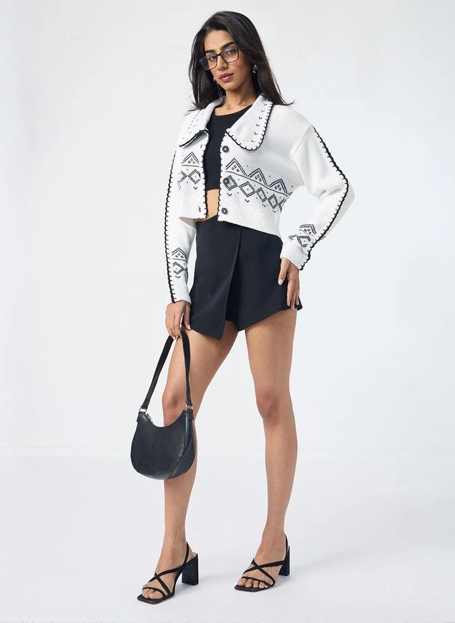 The Souled Store  The Souled Store Women's Oversized Fit Textured White Cardigan  | Best Price UAE