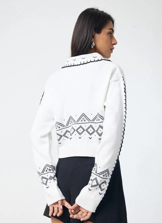 The Souled Store  The Souled Store Women's Oversized Fit Textured White Cardigan  | Best Price UAE