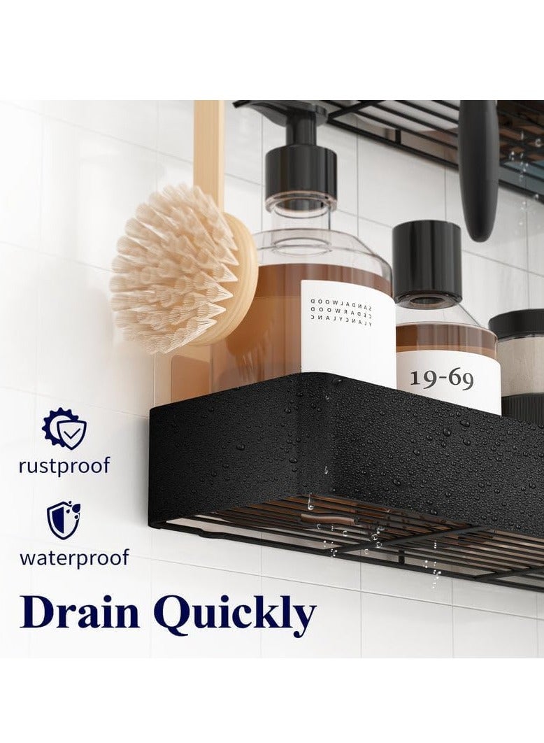 MIXDE Large Shower Caddy - 2 Pack Adhesive Shower Organizer, Drill-Free Shower Shelves for Inside Shower, Rustproof Stainless Steel Shower Rack for Bathroom (Black) - Image 5