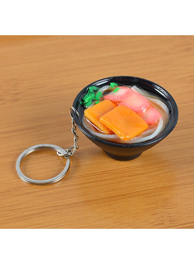 A Generation Of Hair Simulation Udon Noodle Food Play Pendant Creative Simulation Food Bowl Japanese Ramen Model Pendant-Color:Ham Dried Bean Noodles-Key Ring-Dimensions:5cm*2cm*2.5cm  - Image 1