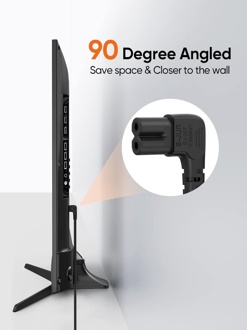 CableCreation 2-Pack 10 Feet Angled 2-Slot Non-Polarized Angle Power Cord (IEC320 C7 to Nema 1-15P), 3M/Black - Image 2