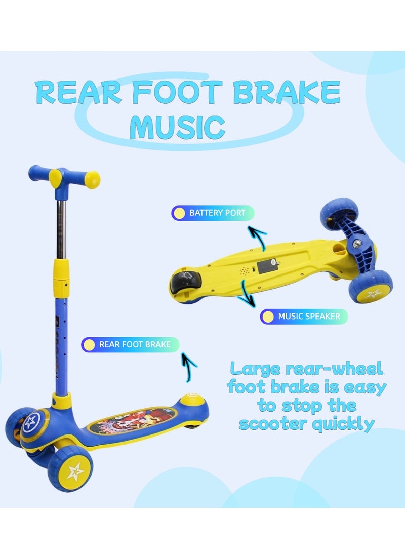 إيزي فيتشور سكوتر ركل للأطفال من إيزي فيوتشر: تصميم قابل للطي، مقبض قابل لضبط الارتفاع، عجلات LED، فرامل خلفية وموسيقى للأعمار من 3 إلى 8 سنوات - Image 3