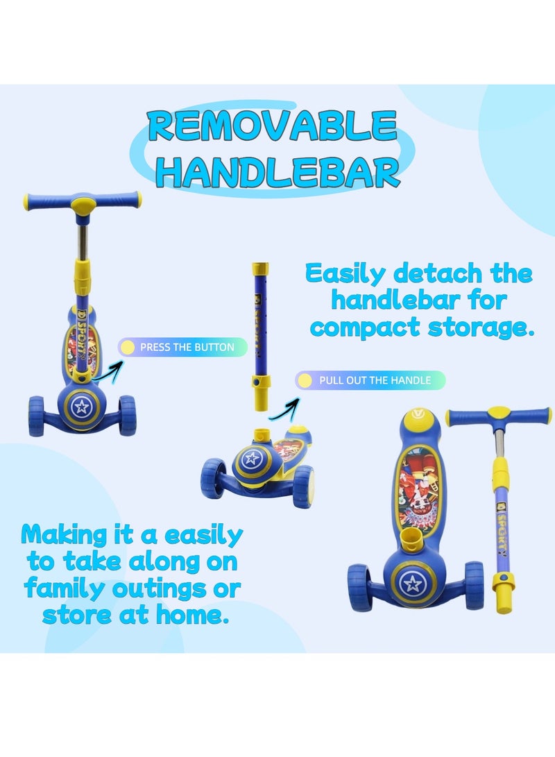 إيزي فيتشور سكوتر ركل للأطفال من إيزي فيوتشر: تصميم قابل للطي، مقبض قابل لضبط الارتفاع، عجلات LED، فرامل خلفية وموسيقى للأعمار من 3 إلى 8 سنوات - Image 2