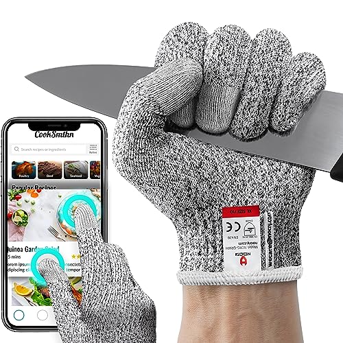 NoCry Cut Resistant Gloves Food Grade with 3 Touchscreen Capable Fingers; Protective Kitchen Gloves for Cutting; Use Cut Glove as Fish, Butcher Glove or Wood Carving, Extra Large - Image 1
