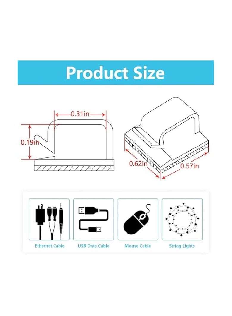 erorex 100PCS Adhesive Cable Clips, Wire Organizer Cord Management, Cable Staples Outdoor Strong Cord Clips for Wall, Desk, Christmas Lights, String Lights, TV PC Ethernet Cable, Black Small - Image 3