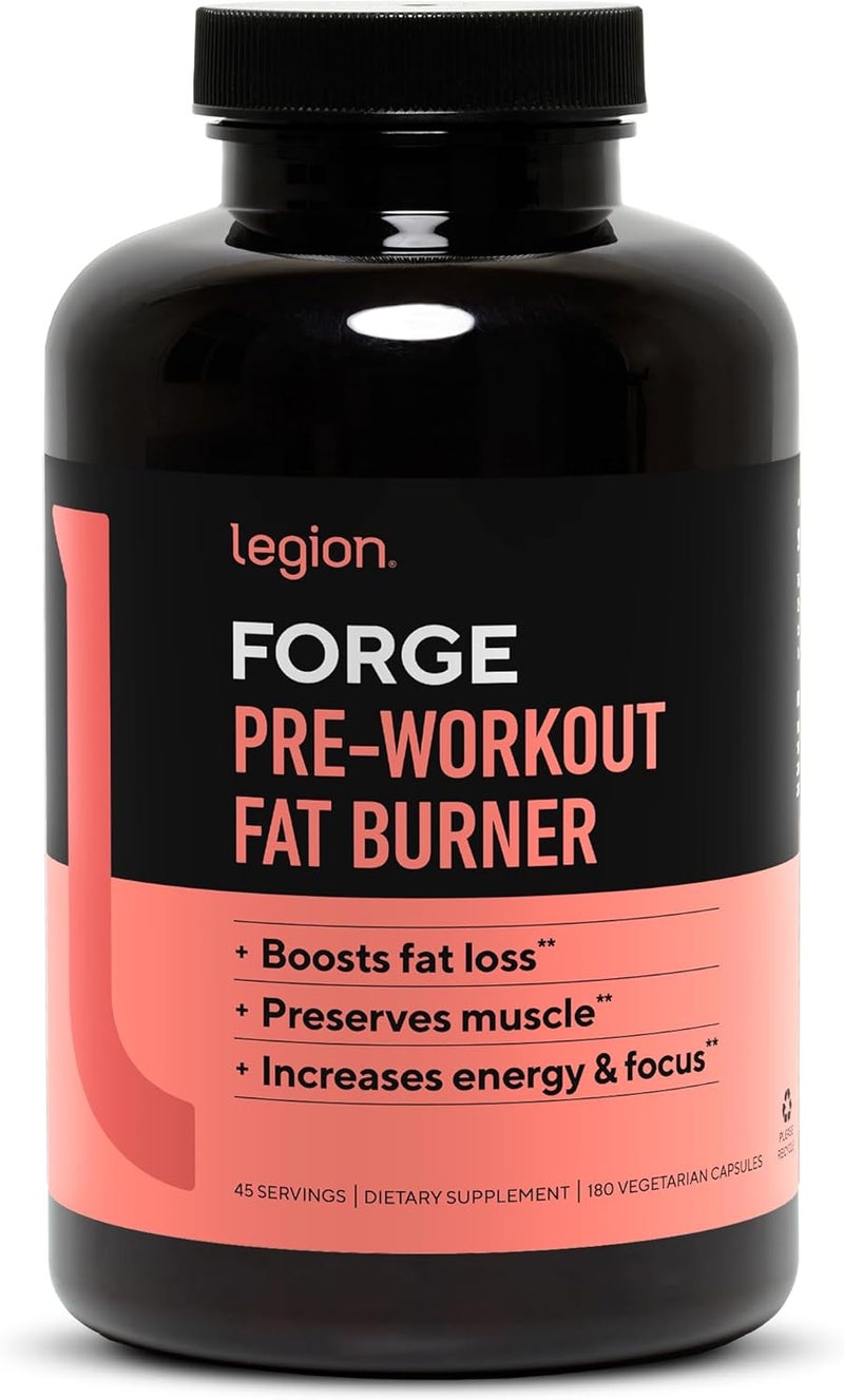 LEGION Forge Fasted Fat Burner  Thermogenic Fat Burner Target Stomach Fat and Trim Belly Fat with Yohimbe HMB Supplement Choline All Natural 45 Servings 180 Count Pack of 1 - Image 1