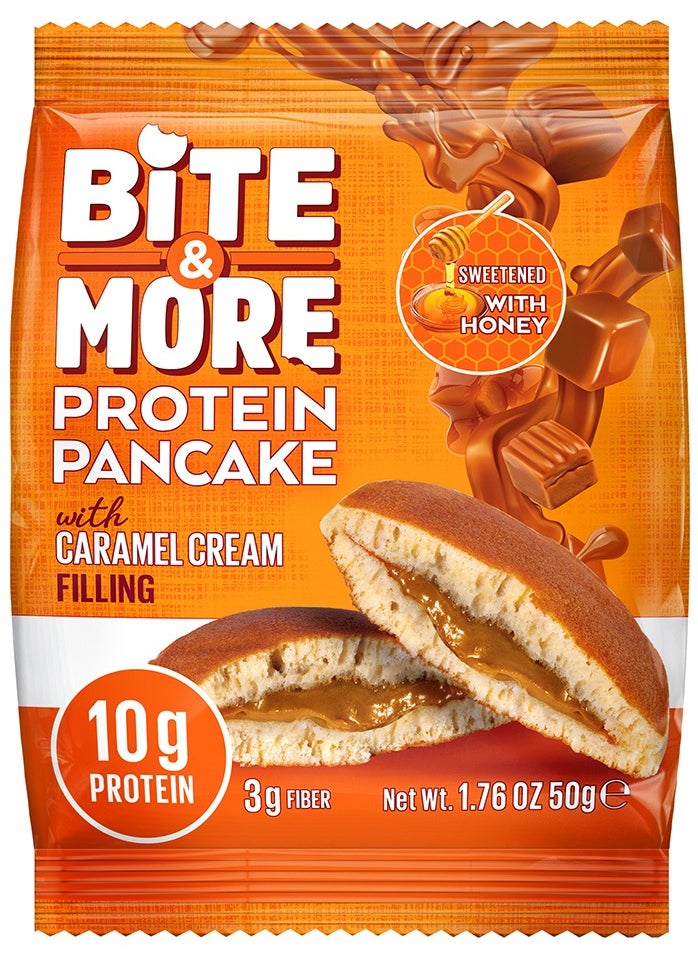 Bite & More Protein Pancake With Caramel Filling No Sugar Added And Sweetened With Honey 