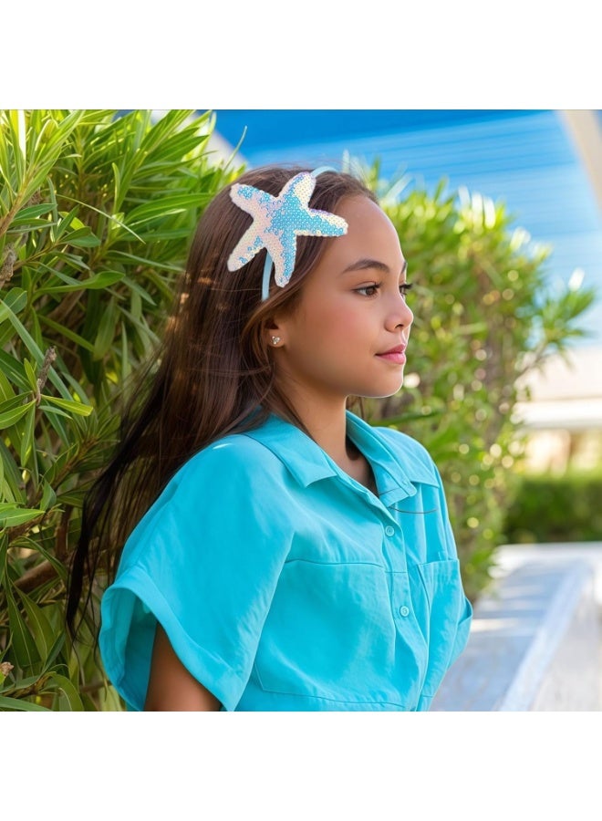 شراء جوي مجموعة من 6 عصابات رأس لامعة للبنات، إكسسوارات شعر للأطفال، على شكل فيونكة/قلب/نجمة، رباط شعر جميل للأطفال الصغار/الفتيات/المراهقات - Image 4