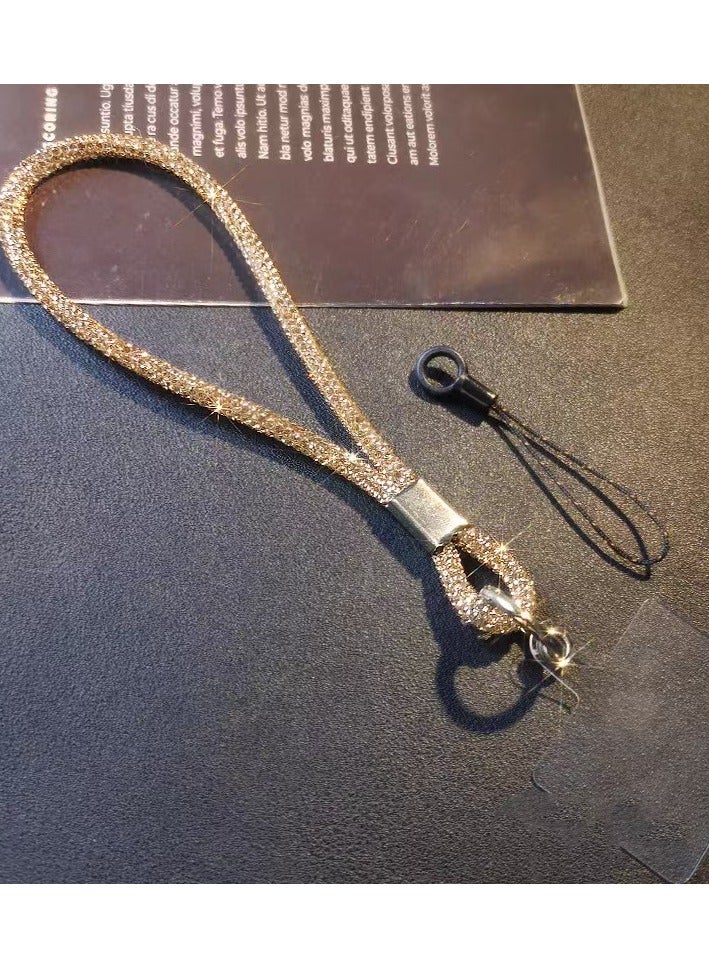Lanyard, Phone Strap, Adjustable Phone Lanyard with glittering string, Phone Wrist Strap for Airpods, Phone case, Camera Wrist Strap, Golden