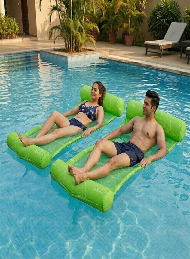 KLIZNIL Hammock Non-Inflatable Pool Float – Premium Foam Water Lounger for Adults Portable Lake & Ocean Floating Mat with Headrest Durable Mesh Saddle, Exercise Saddle & Drifter Sailboat Green - Image 3