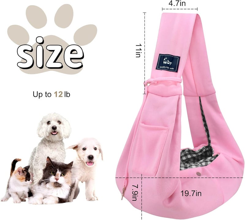 CUBY Dog and Cat Sling Carrier - Hands Free Reversible Pet Papoose Bag - Soft Pouch and Tote Design - Suitable for Puppy, Small Dogs Cats Outdoor (Pink, Unadjustable Strap) - Image 3
