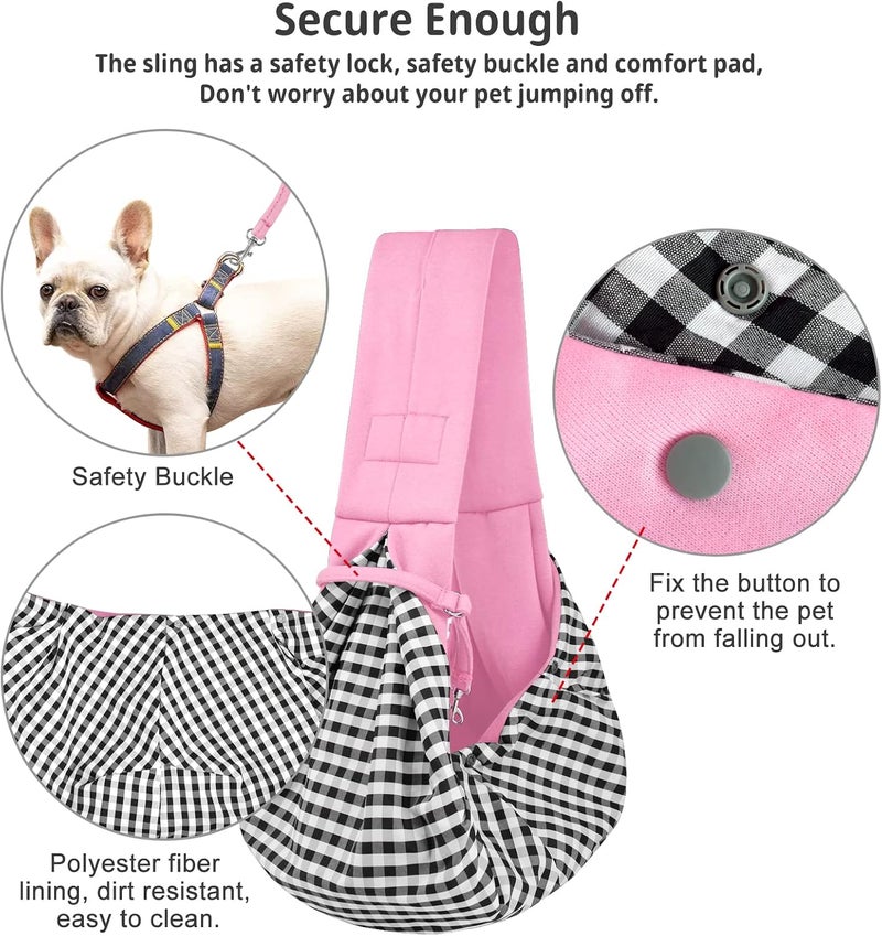 CUBY Dog and Cat Sling Carrier - Hands Free Reversible Pet Papoose Bag - Soft Pouch and Tote Design - Suitable for Puppy, Small Dogs Cats Outdoor (Pink, Unadjustable Strap) - Image 4