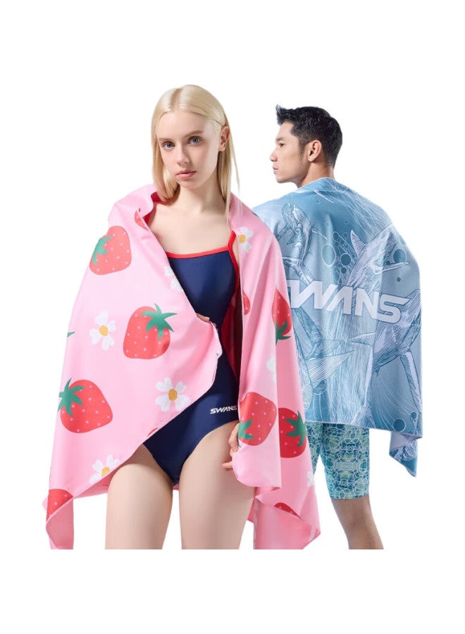 Swans Swimming Towel For Men And Women, Beach Towel For Children, Quick-Drying Absorbent Towel, Cape, Seaside Sptc100 Strawberry - Image 2