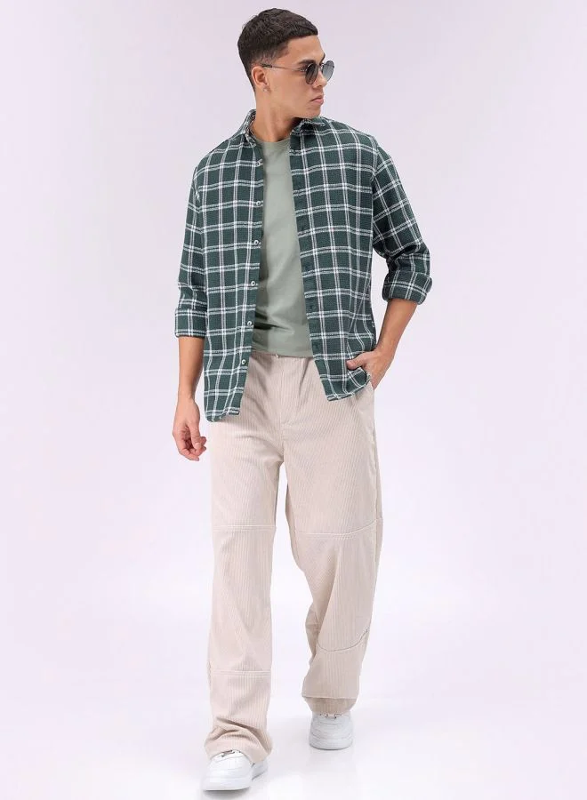 The Indian Garage Co Men Regular Fit Checkered Full Sleeves Cutaway Collar Resort Wear Shirt