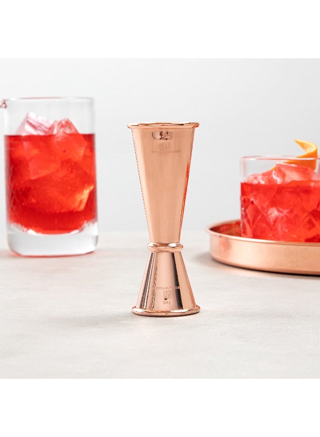 Restaurantware Japanese Style Double-Sided Cocktail Jigger - 1-OZ and 2-OZ: Perfect for Bars or Home Use - Copper-Plated Stainless Steel - 18/8 Stainless Steel - Commercial Grade - 1-CT - Image 3