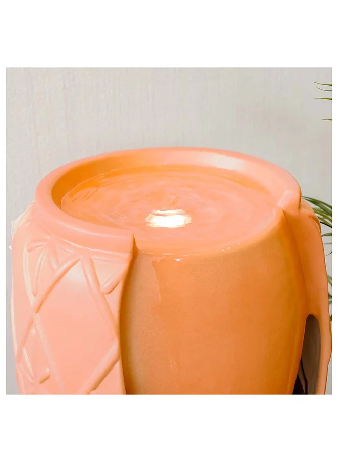 DANUBE HOME Ceramic Pot Fountain Indoor/Outdoor Garden Waterfalls Relaxing Natural Flowing Water Meditation Modern Design Zen Water Falls Decor For Home Office L 38 x W 37 x H 72.5 cm Light Brown